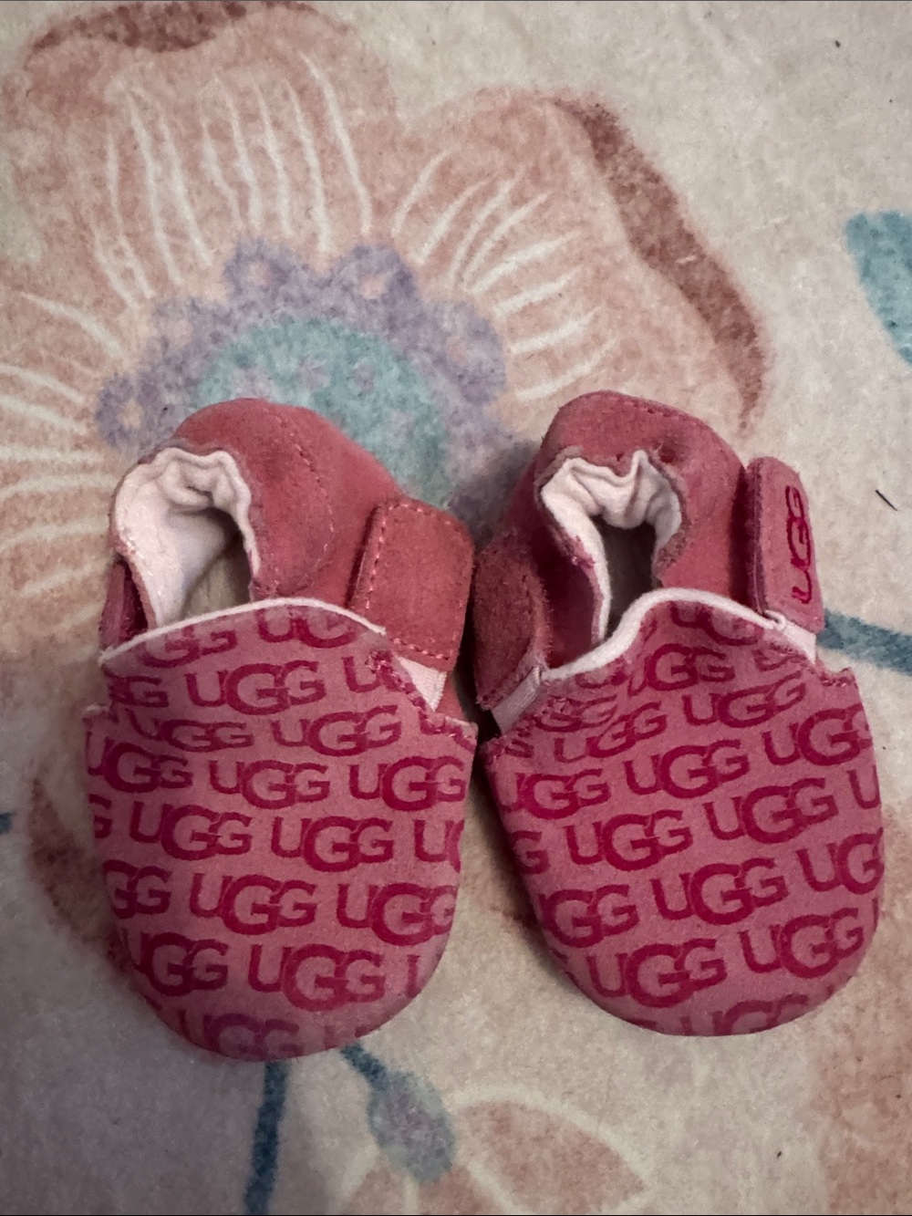 UGG Pink Logo Baby Slip-On Moccasins